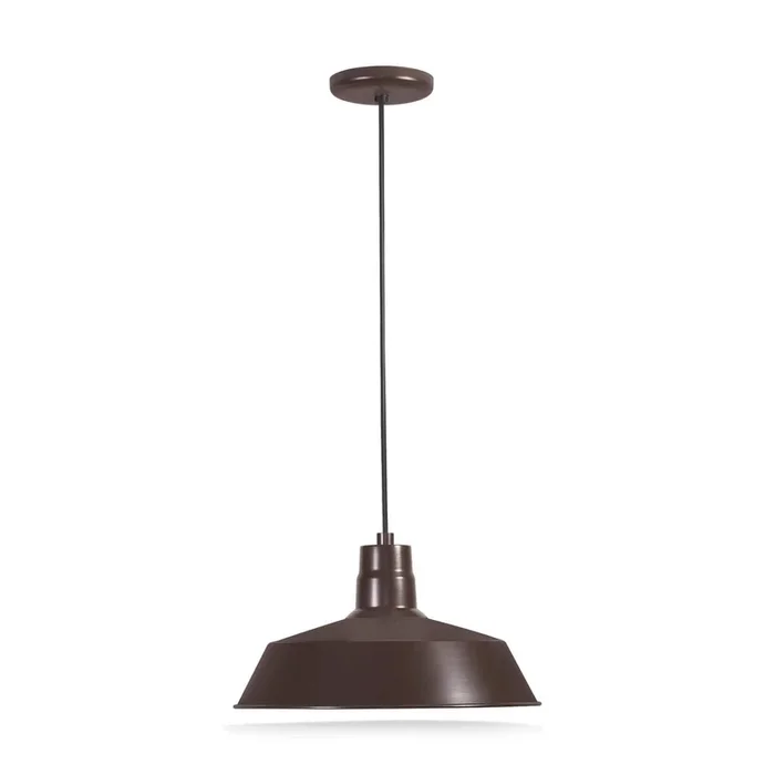 14” Architectural Bronze RLM Warehouse Cord Hung Barn Shade with Canopy