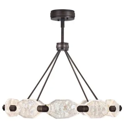 5 Lamps Laphia Chandelier – Brushed Nickel – Etched Opal Glass – 27in Diameter – E26 Medium Base