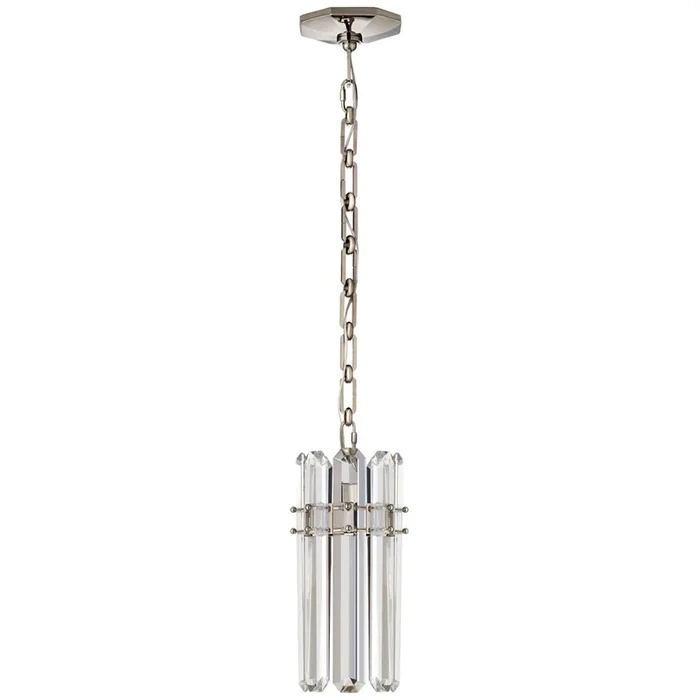 AERIN Bonnington Small Pendant in Polished Nickel with Crystal Ceiling Light W7.25″ x H14.25″ARN 5123PN-CG