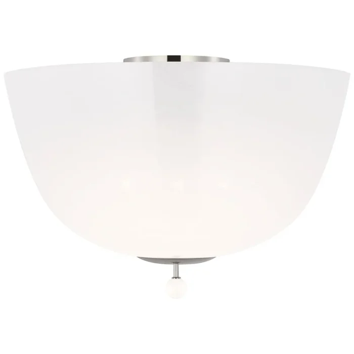 AERIN Brisa 16″ Semi-Flush Mount in Polished Nickel with White Strie Glass Ceiling Light W16″ x H11.25″ARN 4232PN-WSG