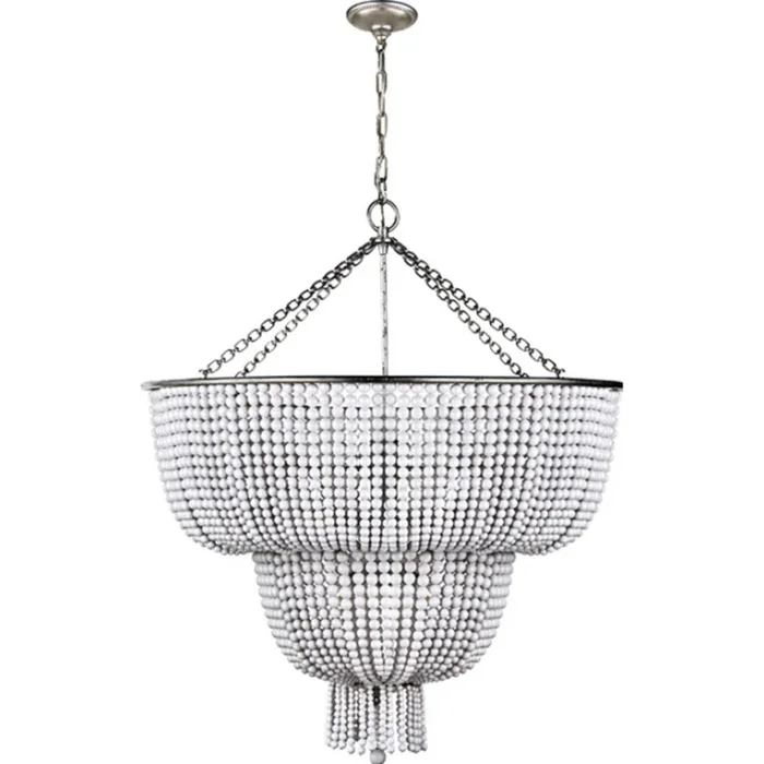 AERIN Jacqueline Two-Tier Chandelier in Burnished Silver Leaf with White Acrylic Ceiling Light W32.25″ARN 5104BSL-WG