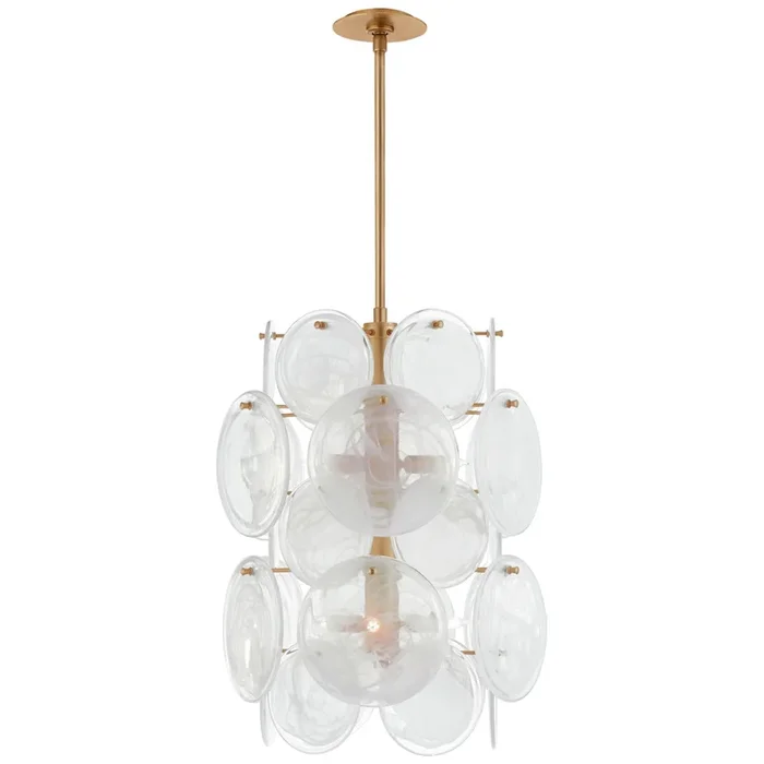 AERIN Loire Medium Barrel Chandelier in Gild with White Strie Glass Ceiling Light W20″ARN 5451G-WSG