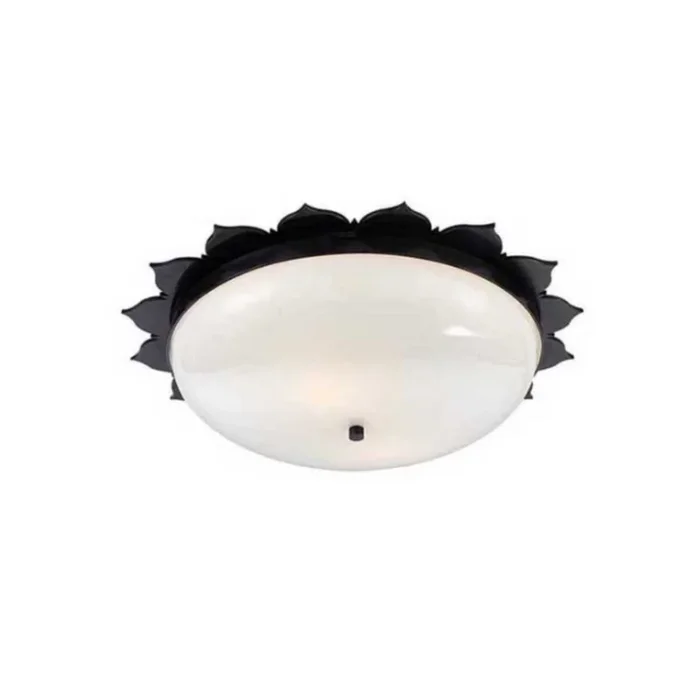 Alexa Hampton Rachel Large Flush Mount in Gun Metal with White Glass Ceiling Light W18″ x H5″AH 4030GM-WG