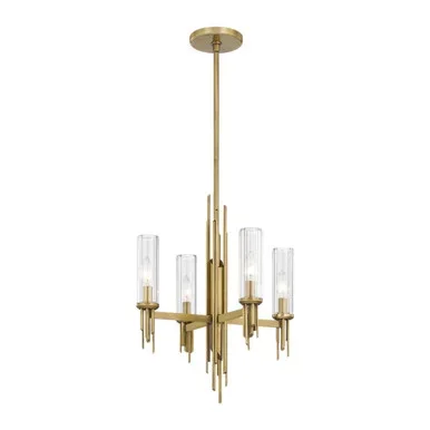 Alora Torres Four Light Chandelier in Ribbed Glass/Vintage Brass – CH335418VBCR
