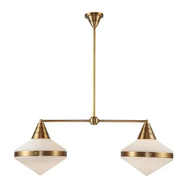 Alora Willard Two Light Linear Pendant in Vintage Brass/Opal Matte Glass – LP348241VBOP
