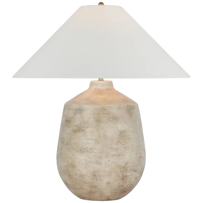 Amber Lewis Lillis Large Table Lamp in Waxed Bisque Ceramic with Linen Shade W24″ x H27.25″AL 3620WXB-L