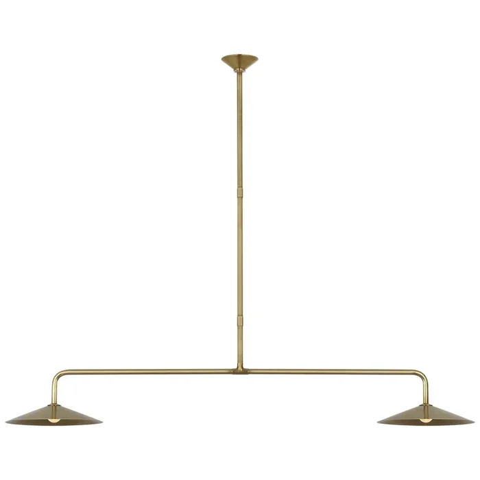 Amber Lewis Ponce 62″ Linear Pendant in Hand-Rubbed Antique Brass with Hand-Rubbed Antique Brass Shades Ceiling Light W62″AL 5035HAB-HAB