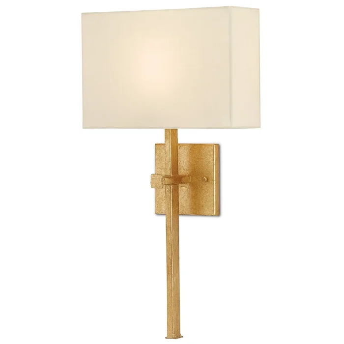 Ashdown Gold Wall Sconce, White Shade – Antique Gold Leaf5900-0005