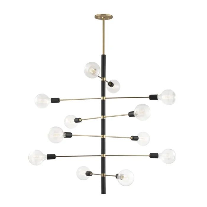 Astrid 12-Light Chandelier in Aged Brass/Black 36L x 36W x 44.5HH178812-AGB/BK