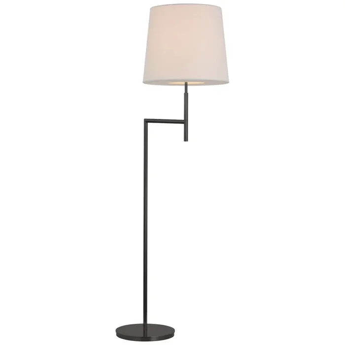 Barbara Barry Clarion Bridge Arm Floor Lamp in Bronze with Linen Shade W15″ x H59″BBL 1170BZ-L
