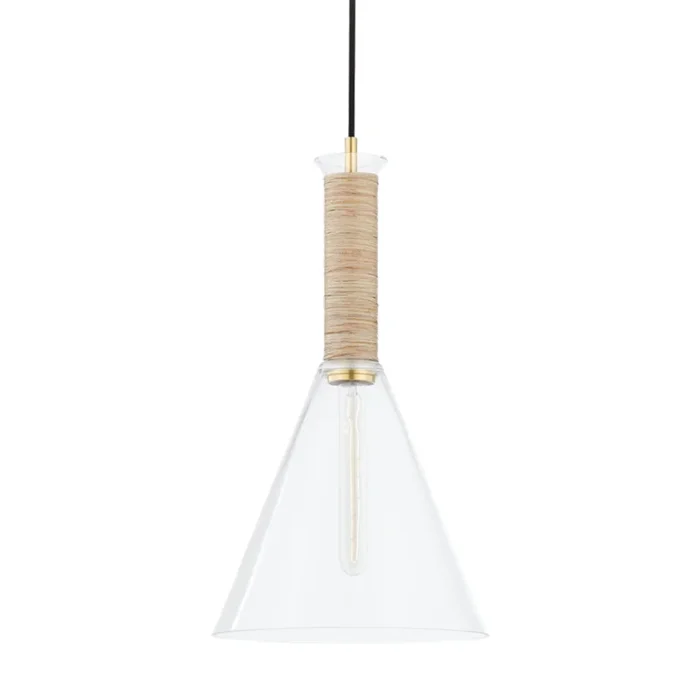 Besa 1-Light Pendant in Aged Brass 12.75L x 11W x 21.25HH622701S-AGB