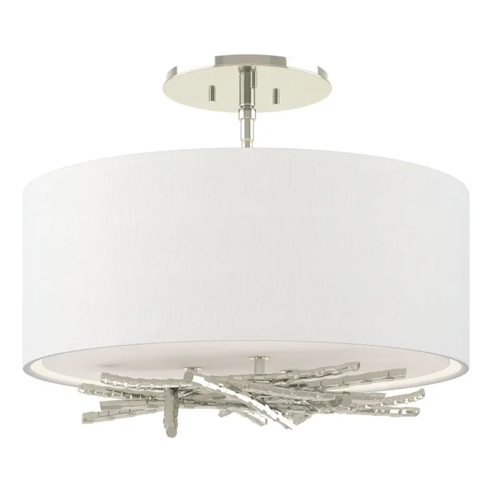 Brindille Semi-Flush 3-Light Natural Anna Shade (SF) in Sterling127660-SKT-85-SF1505