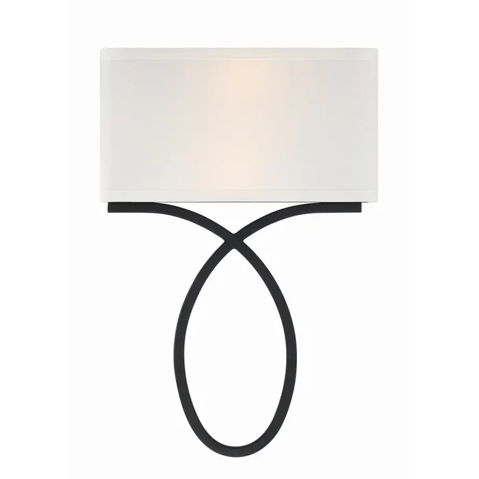 Brinkley 2 Light Black Forged Sconce Silk Shade 10″W x 15″H x 3.75″DBRK-A3702-BF
