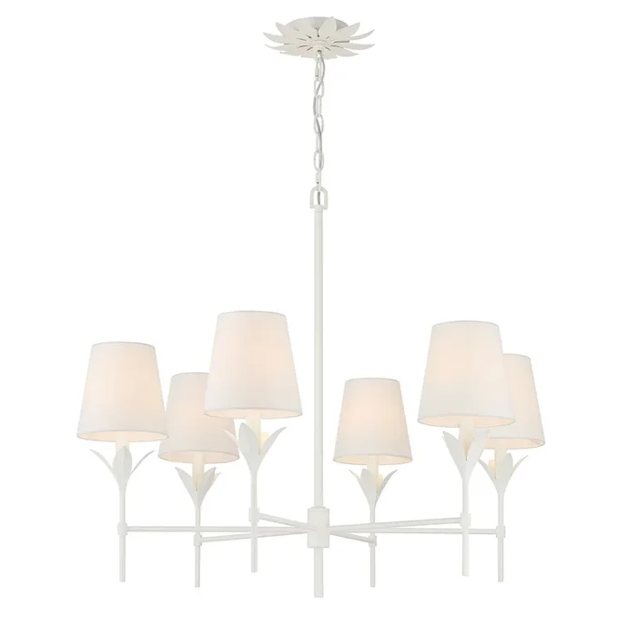Broche 6 Light Matte White Chandelier Silk Shade 32″W x 28″H x 32″D568-MT
