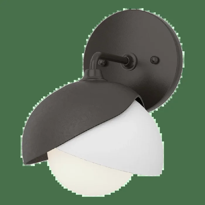 Brooklyn 1-Light Double Shade Bath Sconce – Oil Rubbed Bronze – White Accent