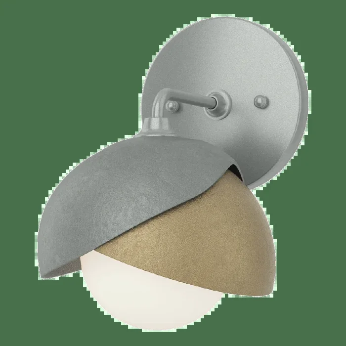 Brooklyn 1-Light Double Shade Bath Sconce – Vintage Platinum – Soft Gold Accent