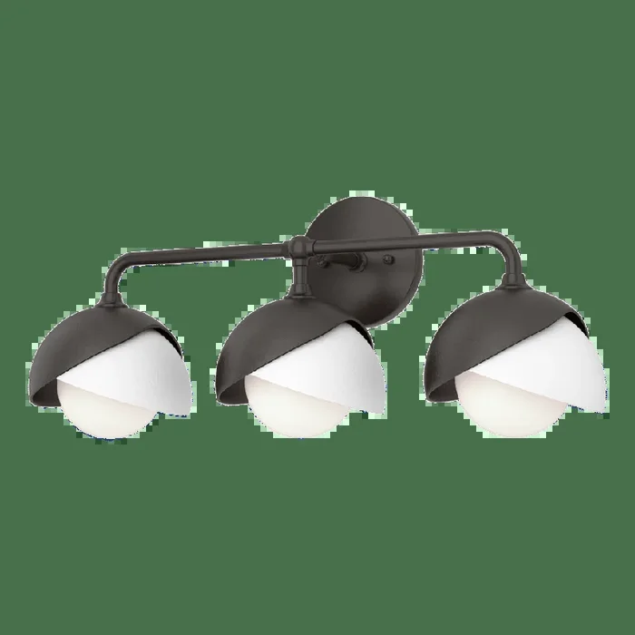 Brooklyn 3-Light Double Shade Bath Sconce – Oil Rubbed Bronze – White Accent