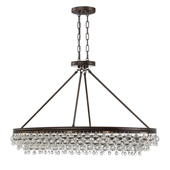 Calypso 8 Light Crystal Teardrop Vibrant Bronze Oval Chandelier 39.75″W x 24.75″H x 17.25″D279-VZ