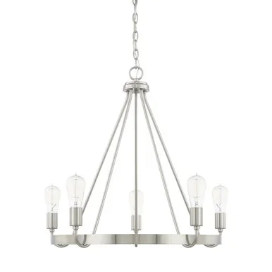 Capital Lighting Tanner Five Light Chandelier in Brushed Nickel – 420061BN