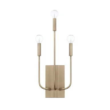 Capital Lighting Zander Three Light Wall Sconce in Aged Brass – 621931AD