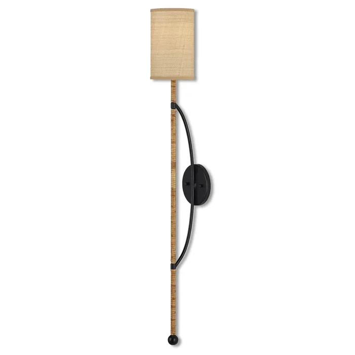 Capriole Rattan Wall Sconce – Natural/Satin Black5000-0229