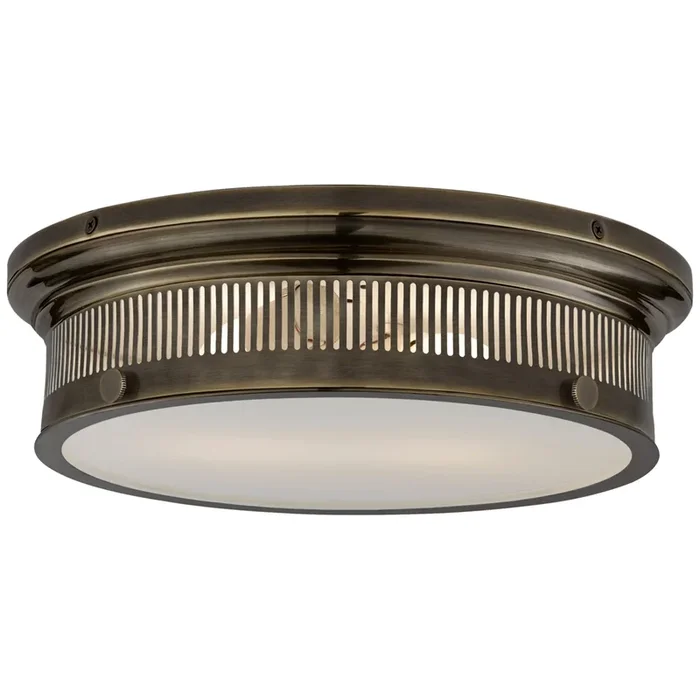 Chapman & Myers Alderly Flush Mount in Bronze with White Glass Ceiling Light W16″ x H4.25″CHC 4392BZ-WG