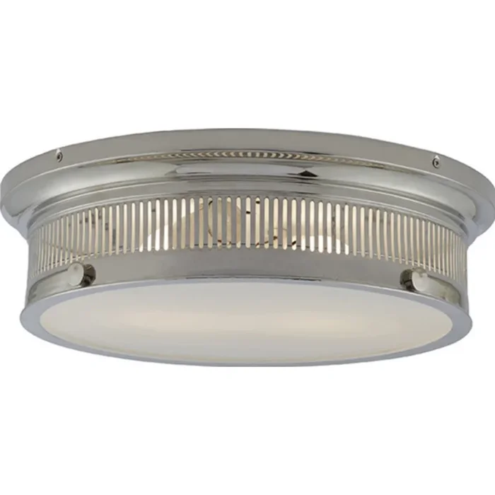 Chapman & Myers Alderly Flush Mount in Polished Nickel with White Glass Ceiling Light W16″ x H4.25″CHC 4392PN-WG