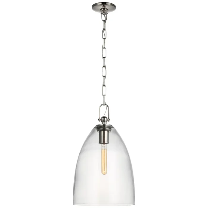 Chapman & Myers Andros Large Pendant in Polished Nickel with Clear Glass Ceiling Light W12″ x H20.25″CHC 5426PN-CG