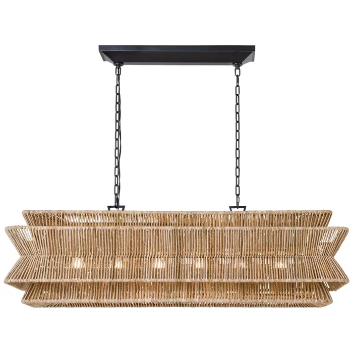 Chapman & Myers Antigua 54″ Linear in Bronze and Natural Abaca Ceiling Light W54″CHC 5025BZ/NAB