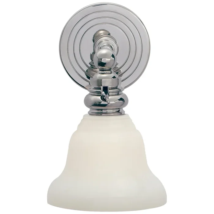 Chapman & Myers Boston Functional Single Light in Chrome with White Glass Wall Light W5.75″ x H9″SL 2931CH/SLEG-WG