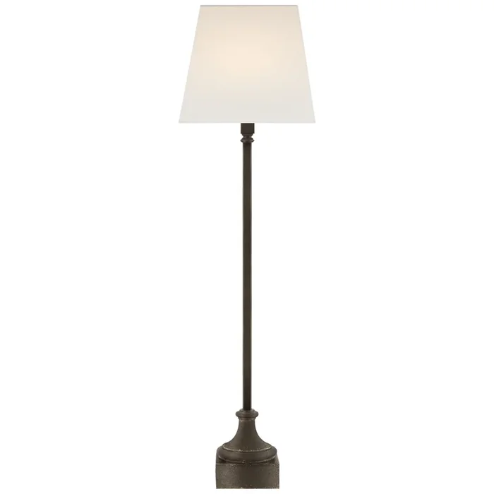 Chapman & Myers Cawdor Buffet Lamp in Aged Iron with Linen Shade Table Lamp W9″ x H32″CHA 8315AI-L