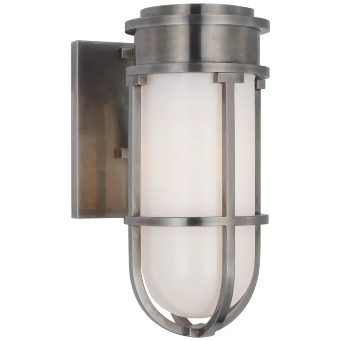 Chapman & Myers Gracie Tall Bracketed Sconce in Antique Nickel with White Glass Wall Light W4.75″ x H10.5″CHD 2488AN-WG
