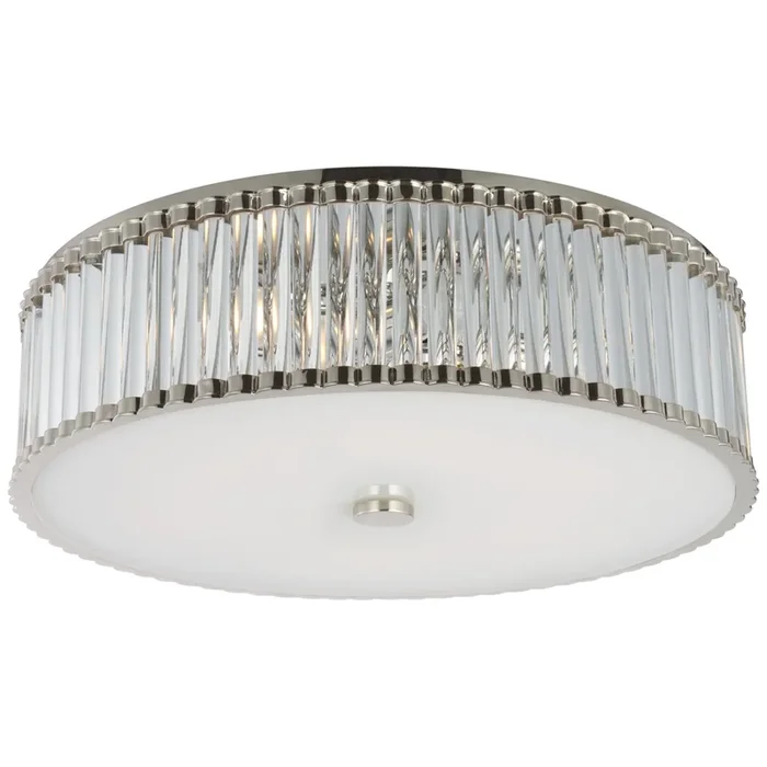 Chapman & Myers Kean 24″ Flush Mount in Polished Nickel with Clear Glass Rods and Frosted Glass Diffuser Ceiling Light W24.25″ x H7″CHC 4927PN-CG
