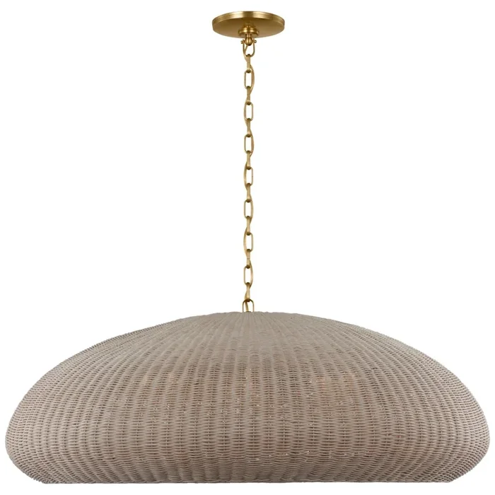 Chapman & Myers Kokomo 44″ Wide Pendant in Antique-Burnished Brass with Ash Wicker Shade Ceiling Light W44″ x H16.75″CHC 5664AB-ASW
