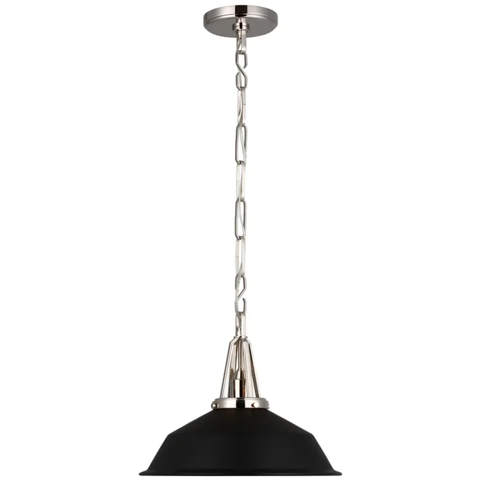 Chapman & Myers Layton 14″ Pendant in Polished Nickel with Matte Black Shade Ceiling Light W14″ x H11.5″CHC 5461PN-BLK