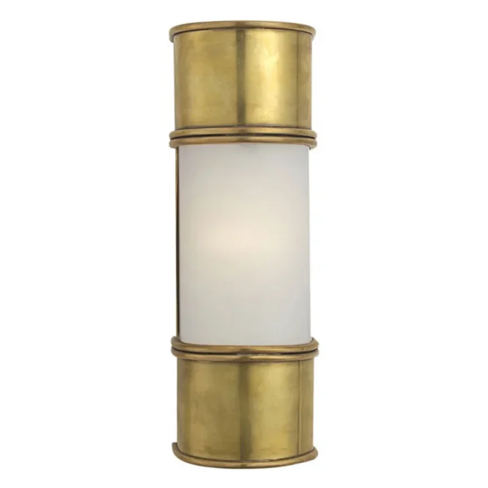 Chapman & Myers Oxford 12″ Bath Sconce in Antique-Burnished Brass with Frosted Glass Wall Light W3.75″ x H12″CHD 1551AB-FG