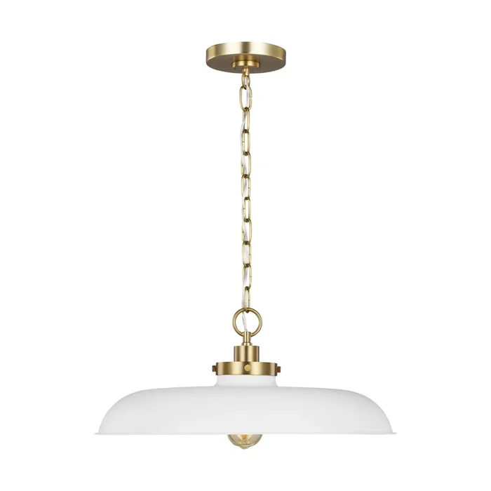Chapman & Myers Wellfleet Medium Wide Pendant in Matte White and Burnished BrassCP1231MWTBBS