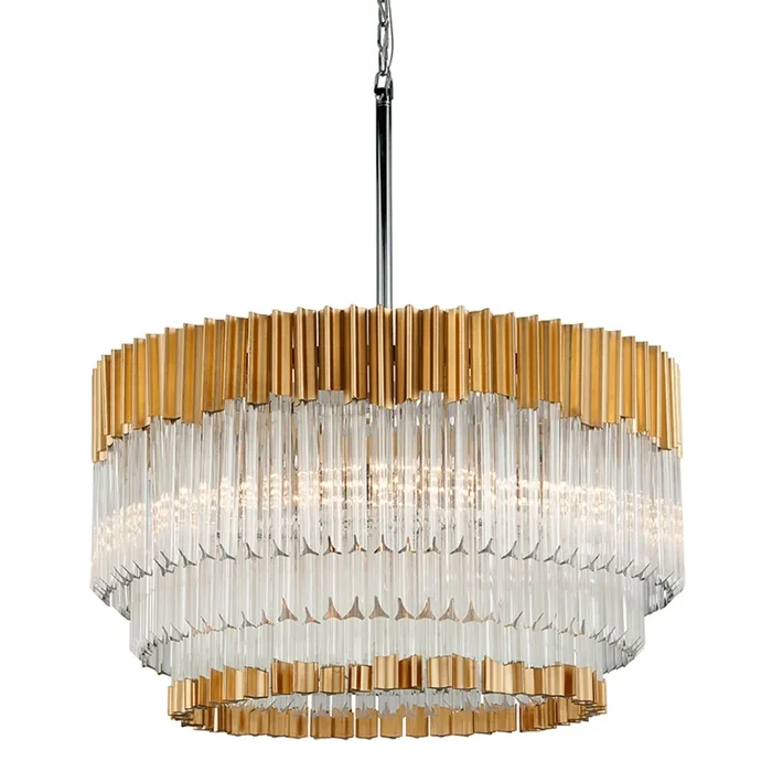 Charisma 8-Light Chandelier in Gold Leaf/Stainless Steel 26W x 15.5H220-48-GL/SS