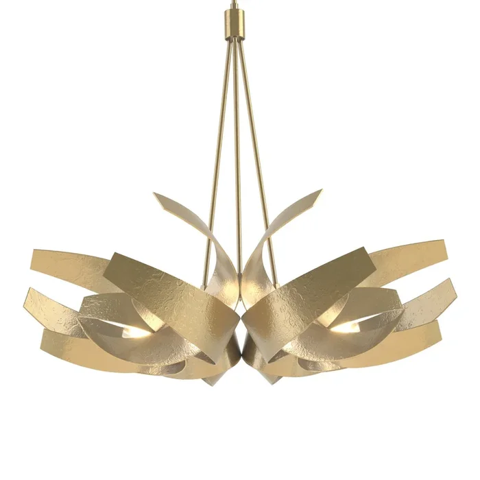 Corona Large Pendant 6-Light Clear Glass with Frosted Diffuser (YE) in Modern Brass136505-SKT-MULT-86-YE0377