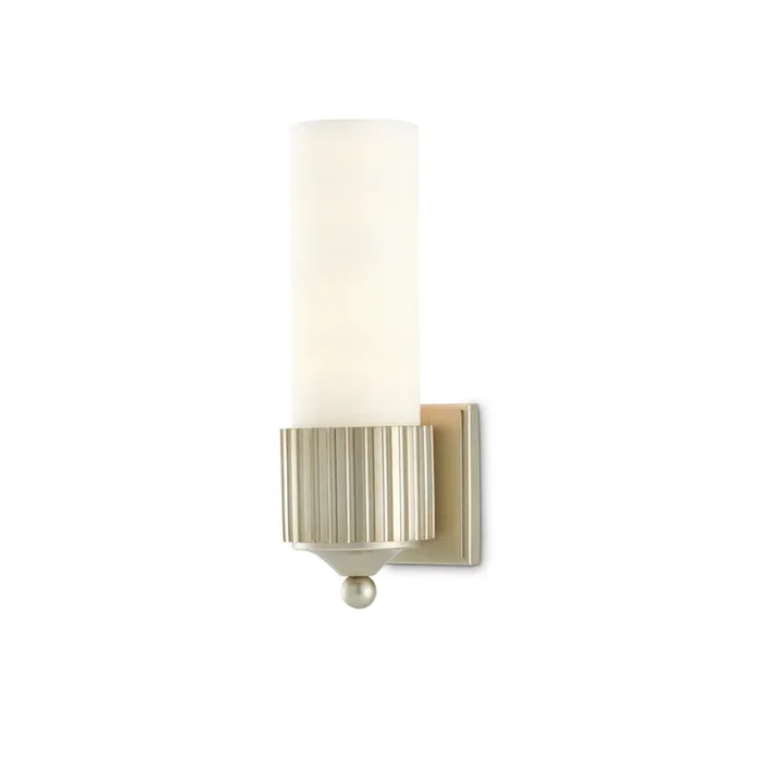 Currey & Company 5000-0178 Bryce Wall Sconce in Silver Leaf/Frosted Glass