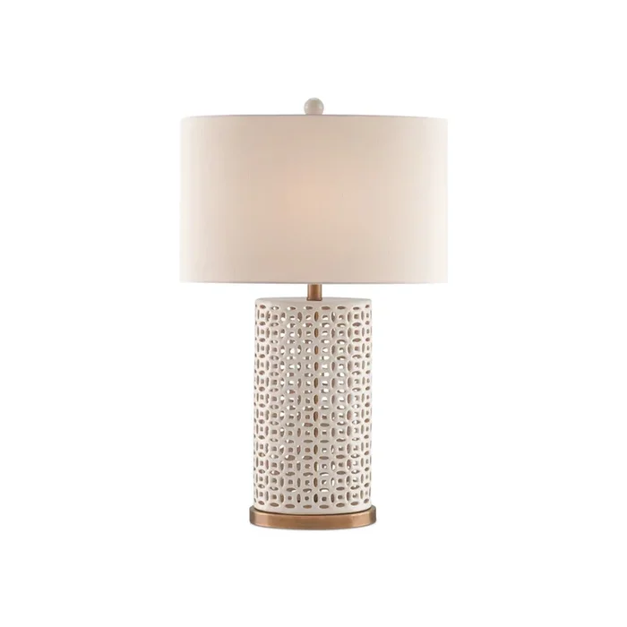 Currey & Company 6925 Bellemeade Table Lamp in Ivory/Antique Brass