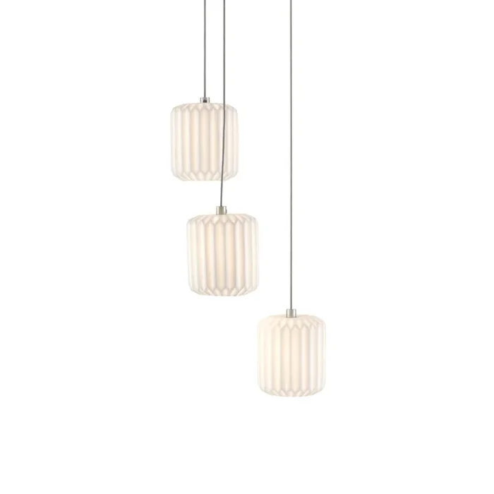 Currey & Company 9000-0710 Dove 3-Light Multi-Drop Pendant in Painted Silver/White