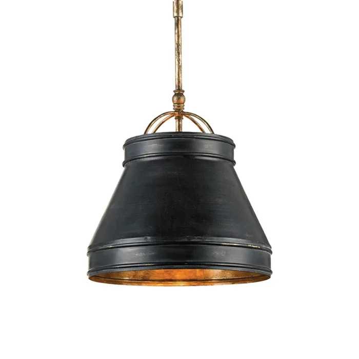 Currey & Company 9868 Lumley Black Pendant in French Black/Pyrite Bronze
