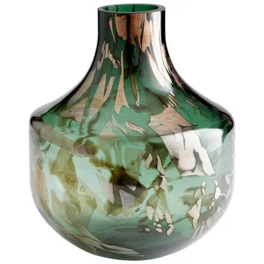 Cyan Vase in Green And Gold – 10492