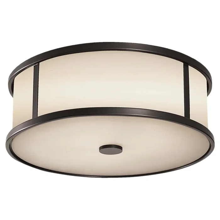 Dakota Flush Mount Transitional Outdoor Fixture 4.875″ Height Steel Round White Opal Etched Shade in EspressoOL7613ES