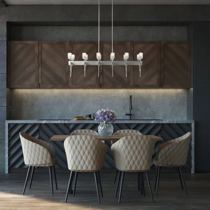Echo 12-Light Linear Pendant 12-Light Cast Glass (YC) in Sterling131525-SKT-MULT-85-YC0369