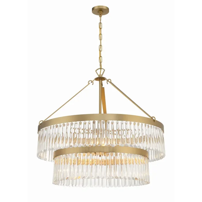 Emory 9 Light Modern Gold Chandelier Clear Glass 32″W x 30.25″H x 32″DEMO-5408-MG