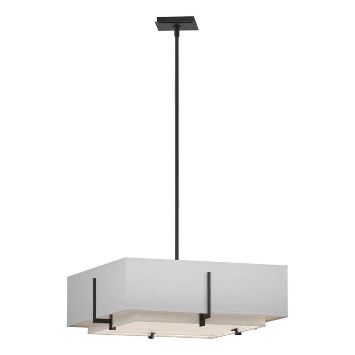 Exos Square Double Shade Pendant 4-Light Natural Anna Inner Shade & Natural Anna Outer Shade in Black139630-SKT-MULT-10-SF1605-SF2012