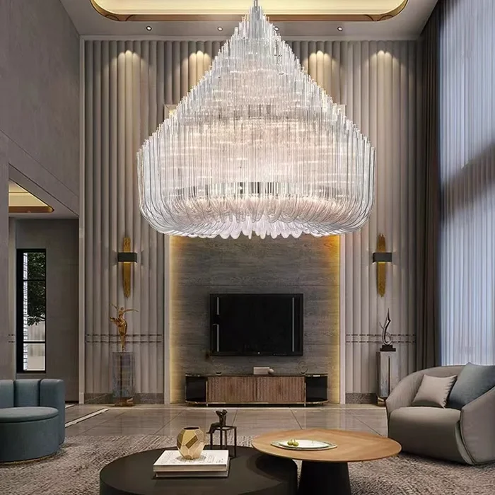 Extra Large Modern Tiers Clear Crystal Tubes Chandelier for Living Room/Hotel LobbyVLT-01202