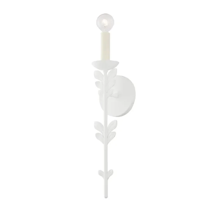 Florian Wall Sconce 1-Light LED in Gesso White 4.75L x 4.75W x 17.5HB4411-GSW